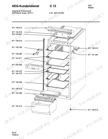 Взрыв-схема холодильника Aeg S1872-4 I - Схема узла Housing 001